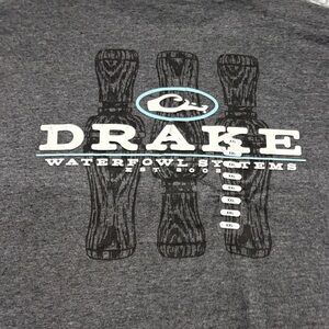 Drake Waterfowl Charcoal Short-Sleeve Pocket Tee with Teal Logo